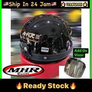 100% Original MHR III Steng Kura Kura Half Cut Helmet BOGO VISOR TINTED BLACK HELMET TOPI KELEDAR JP
