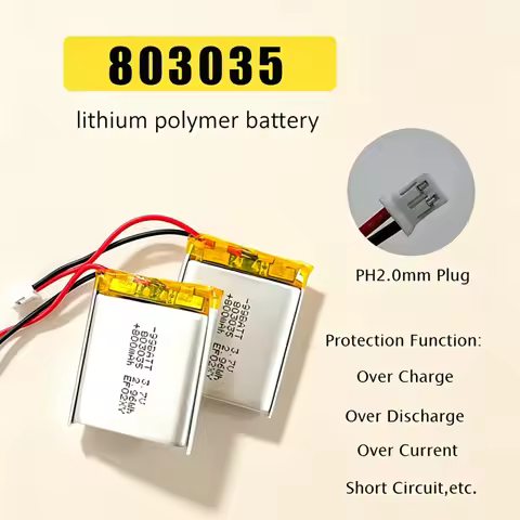 1-10pcs 803035 Battery 800mAh 3.7V Li-polymer Lithium Rechargeable Batteries for Smart Bracelet Blue