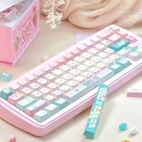 MAIMOOO Keycaps Cute Bibi Multi Flavored Bean Pink Blue Cherry Pbt/PC Plastic Material Sublimation K