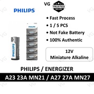 [100% ORIGINAL] PHILIPS A23 A27 23A 27A Battery Bateri Batteri Autogate Remote control 12V 23AE 27AE DL doorbell car fob