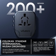 VPS-T003A Universal Power Adapter 20W Black USB Type-C USB-C USB-A Multi-country Travel Adapter/ Qui