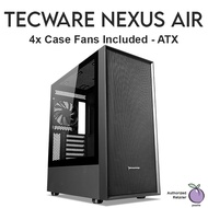 Tecware Nexus Air ATX PC Casing Case Chassis Tempered Glass - BLACK - Fans Included - Mesh Front Panel - Mini ITX - MATX