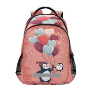 ALAZA Penguin with Color Heart Backpacks Travel Laptop Daypack School Book Bag for Men Women Teens K