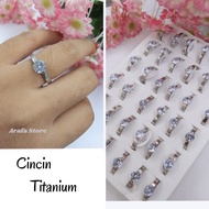 Arafa Store - Cincin Kawin Couple- Cincin Cowok Keren - Cincin Wanita Korea - Cincin Titanium Anti Karat - Cincin Titanium Asli Anti Luntur - Cincin Titanium Asli Ori Import Wanita - Cincin Wanita Dewasa Terbaru - Cincin Titanium Diamond Silver