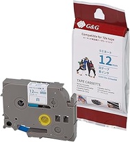 G&G TZe-233 Brother Pea Touch Compatible Laminating Tape, White Tape, Blue, 0.5 inches (12 mm) Wide,