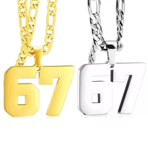 New Stainless Steel Chain 67 Number Pendant Necklace For Women Men Lucky Number T rend Chain Party J
