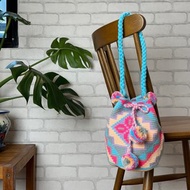 哥倫比亞製 Pompom 手提圓流蘇 Wayuu 編織手工包 繽紛