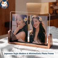 [SG Stock] Japanese Style Modern & Minimalistic Black Walnut &Beech Wood Photo Frame Table Wall Disp