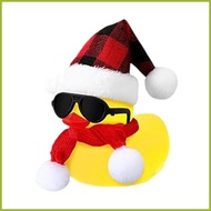 Yellow Squeaky Duck Car Dashboard Duck Decorations with Sunglasses Scarf Hats Rubber Duck Car Orname