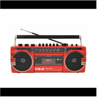老式複古磁帶收音機便攜式收音機卡帶機立體聲多功能錄音機（紅色）