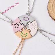 AUGUSTINA 4pcs/set Best  Forever Necklace, Rhinestone Jewelry Set Jigsaw BFF Necklace, Colorful Spli