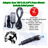 Acer Adaptor 19V 2.1A 4.8*1.7mm 40watt for ASUS Ee PC 1001HA 1001P 3 Month Warranty Includes Power C