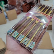 High quality square rosewood chopsticks with abalone shell head - Box of 10 pairs