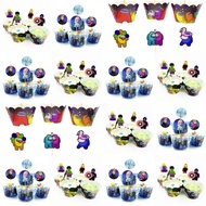 Cake Topper + Cake Wrapper Set of 12 Frozen II / Among Us / Superhero Lego