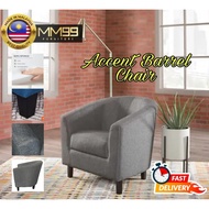 MM99-Scandinavian Nordic Yomi Arm Wing Office Cafe Dining Chair Lounge Sofa Fabric 1 Seater Blue