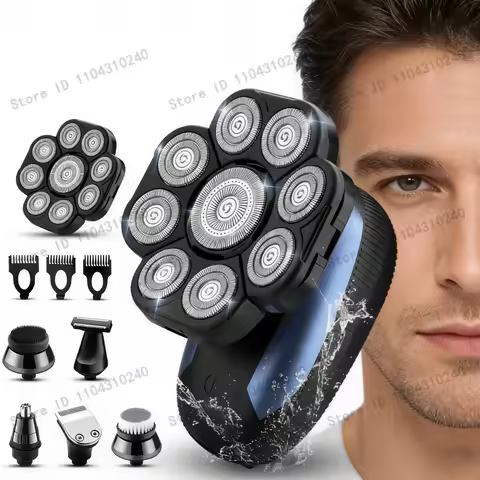 Head Shavers for Bald Men 9D Electric Rotary Shaver Multifunctional Mens Bald Head Shaver Cordless E