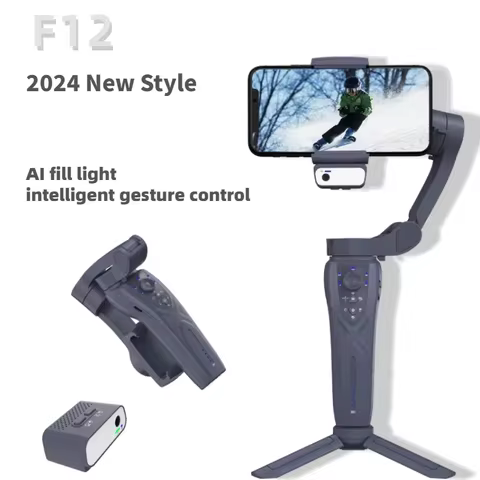 F12 handheld gimbal Stabilizer for Smartphone,Mobile phone gimbal handy stabilizer with Light, handy