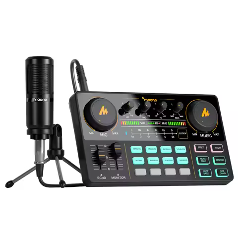 MaonoCaster AM200-S1 Audio Interface Podcast Studio Sound Card Kit with Microphone for Live Streamin