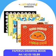 Paperus A4 Drawing Book A3/ Contains 10 Sheets - Cute Character Children's Drawing Book (Tacos Tuesd