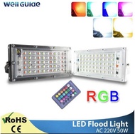 LAMPU SOROT LED PUTIH RGB 50W 220V / WARNA WARNI LED SOROT REMOT 50WATT