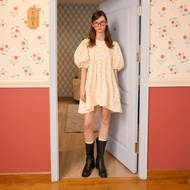 lookbookpetite dolly dress (adult) dreamy bow ชุดเดรสสั้นผู้หญิง รุ่น dolly ลายโบว์และดอกไม้