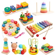 9 in 1 Wooden Educational Toy Gift Set Shape Sorter Toys for Kids Educational Toys Blocks Puzzle