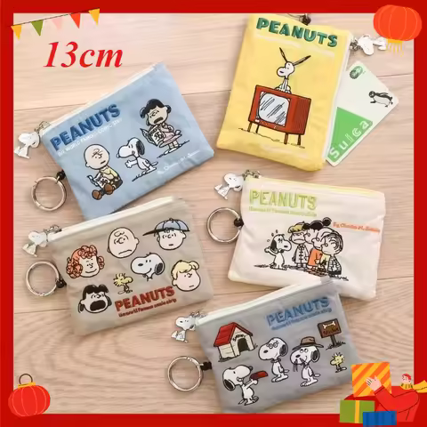 13x9 cm Kawaii Snoopy Cartoon Coin Purse Embroidery Portable Card Holder Small Wallet Storage Pouch 