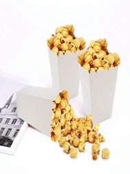 10 Packs White Popcorn Boxes For Party, 1.9 X 4.5 X 2.7 Inch Mini Popcorn Boxes For Movie Night Deco