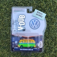Greenlight V-Dub Series 9 Green Machine 1964 Volkswagen Samba Bus with Surfboard #29960-B Green with