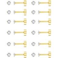 FASACCO 12 Pairs 14K Flat Back Earrings 20G Cartilage Earring Stud Tiny 2MM Flat Back Stud Earrings