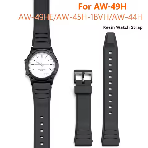 Strap for Casio AW-49 AW-45 AW-44H Black Convex Resin Silicone Watch Band Men Women Sport Waterproof