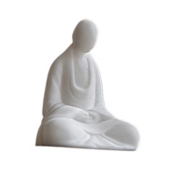 Mini White Ceramic Buddha Statue Meditating Monk Buddha Statue Zen Style Home Decoration Miniature Landscape Accessories