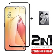 2-in-1 Full Curved Protective Glass For Oppo Reno8 Reno7 Reno6 Reno5 F Z Lite Reno 8 7 6 5 Pro 8Z 7Z 6Z 5Z Reno8z reno7z reno6z Screen Protector Scratch Resistant Drop Resistant