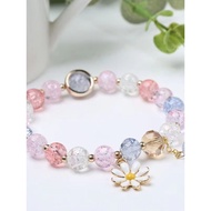 Sweet Cute Simple Hot Flower Crystal Bracelet Female Sunflower Sisters Girlfriends Student Bracelet 