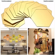 【SA wallpaper】 Familiesandwind 12Pcs 3D Mirror Hexagon Vinyl Removable Wall Sticker Decal Home Decor Art DIY