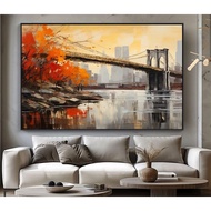 Bridge Landscape Wall Painting - 100 x 50 cm Plus Frame