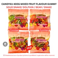 *HALAL* Candyku 400g Mixed Fruit Flavour Gummy Sour Snake/ Dolphin / Bear / Snake Yesniaga