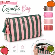 7TILOYSHOP Cosmetic Bag, Large Capacity Zip Top Toiletry Pouch, Portable Flat Bottom with Tassel Str