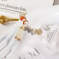 天然鈦晶金發晶珍珠流蘇手鏈 手串 客製禮物