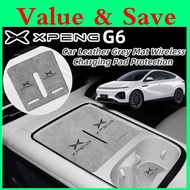 XPeng G6 Car Leather Grey Mat Wireless Charging Pad Protection Anti-Slip Soft Suede Leather Car Inte