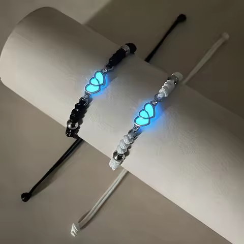 Luminous Heart to heart couple Bracelet 2 pieces of braided hand rope meaning we will be together fo