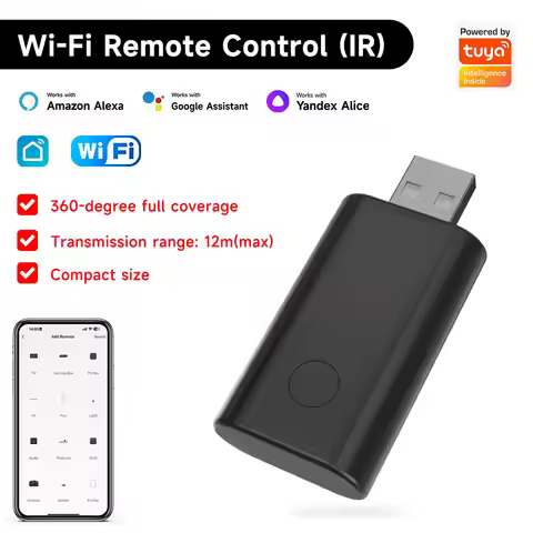 Smart Wi-Fi Universal IR Remote Control, 360° Infrared Blaster for TV/Air Conditioner, Work with Ale
