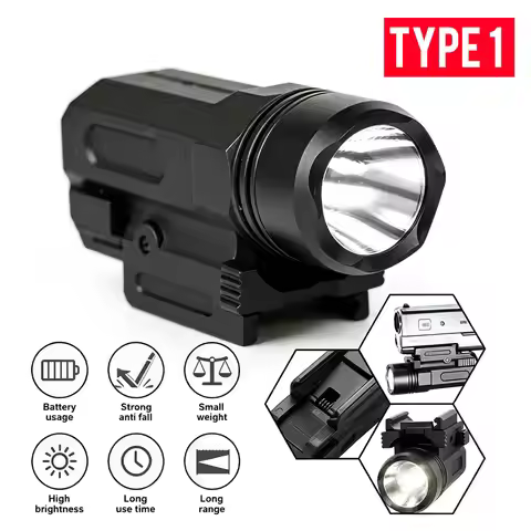 Tactical Mini Pistol Light QD Quick Release Flashlight LED Up to Four Levels of Beam Adjustment 20mm