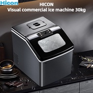 Hicon Visual Commercial Ice Maker 30kg Small Coffee Shop Household Low Power Cube Ice Maker ice making machine Small Mil