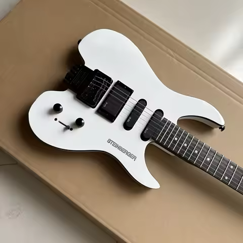 Headless Steinberg version electric guitar, white mahogany body, Floyd Rose Tremolo Bridge, 6-string