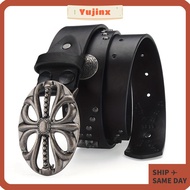 YUJINX Leather Belt, Hip Hop Skeleton Head Bohemian Style Belt, Vintage Punk Inlaid Waistband Y2K St