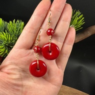 9.1314k Gold-Plated Earrings Imitation Coral Earrings Red Fire Earrings Bridal Earrings