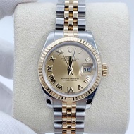 Rolex Log 26mm Roman Numerals Champagne Color Automatic Mechanical Ladies Watch179173