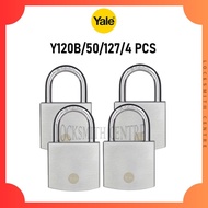 YALE Y120B 50MM 4 PCS Satin Chrome Boron Shackle Padlock