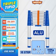 Wadfow WLD5H06 | WLD5H10 6 Steps | 8 Steps | 10 Steps (150kg/330lbs) Telescopic Aluminum Ladder